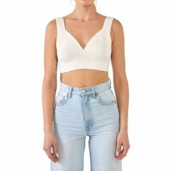 Endless Rose Back Tie Elevated Knit Bralette White -Endless Rose shop unnamed file 1020
