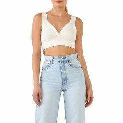 Endless Rose Back Tie Elevated Knit Bralette White -Endless Rose shop unnamed file 1021