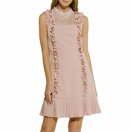 Endless Rose Mixed Media A Line Dress With Ruffle Details 3 Endless Rose Mixed Media A Line Dress With Ruffle Details