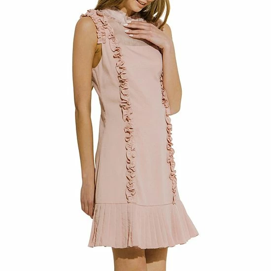 Endless Rose Mixed Media A Line Dress With Ruffle Details 5 Endless Rose Mixed Media A Line Dress With Ruffle Details - Image 3