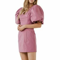 Endless Rose Puff Sleeve Mini Dress Mauve -Endless Rose shop unnamed file 1102