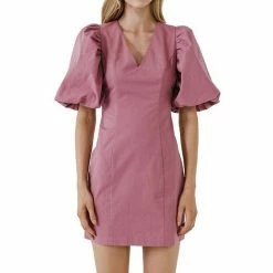 Endless Rose Puff Sleeve Mini Dress Mauve -Endless Rose shop unnamed file 1103