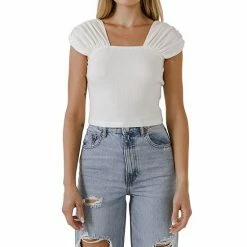 Endless Rose Accent Shoulder Knit Crop Top -Endless Rose shop unnamed file 1172