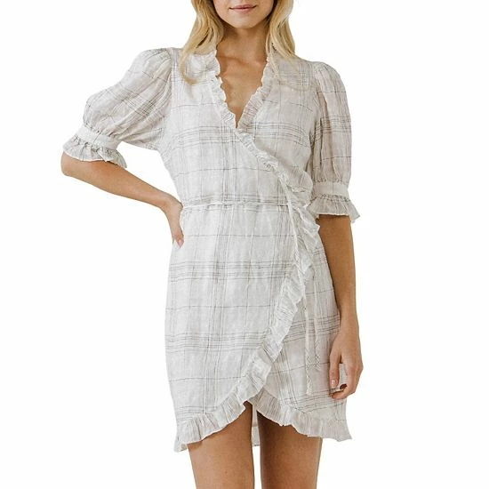 Endless Rose Check Print Linen Wrap Dress Endless Rose Check Print Linen Wrap Dress -Endless Rose shop unnamed file 1173