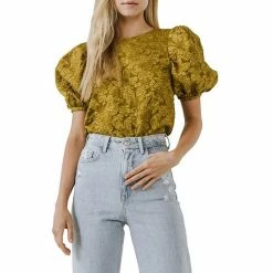 Endless Rose Texture Fabric Top W/ Puff Short Sleeve