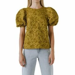 Endless Rose Texture Fabric Top W/ Puff Short Sleeve 5 Endless Rose Texture Fabric Top W/ Puff Short Sleeve -Endless Rose shop unnamed file 1283