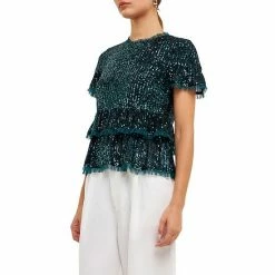 Endless Rose Sequins Baby Doll Top With Mesh Pink -Endless Rose shop unnamed file 132