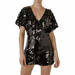 Endless Rose Dolman Sleeve Sequin Romper -Endless Rose shop unnamed file 1359