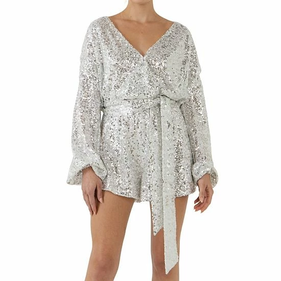 Endless Rose Sequins Wrapped Romper with Belt Endless Rose Sequins Wrapped Romper With Belt -Endless Rose shop unnamed file 1371