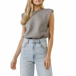 Endless Rose Shoulder Padded Knit Top