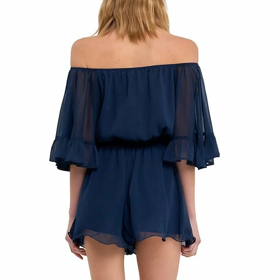 Endless Rose Ruffled Sleeve Romper Navy - Image 2