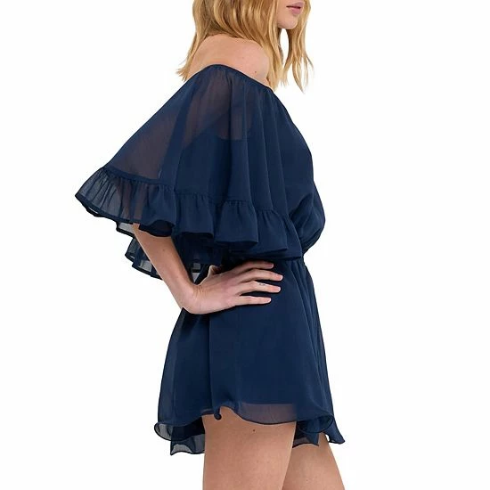 Endless Rose Ruffled Sleeve Romper Navy - Image 3