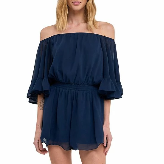 Endless Rose Ruffled Sleeve Romper Navy - Image 5