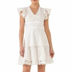 Endless Rose Eyelet Mixed Media Mini Dress