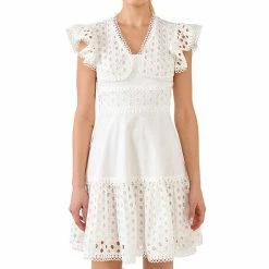 Endless Rose Eyelet Mixed Media Mini Dress -Endless Rose shop unnamed file 1406