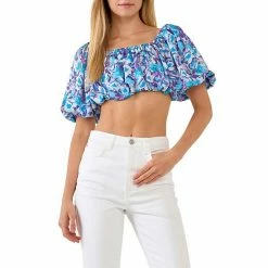 Endless Rose Floral Satin Effect Crop Top