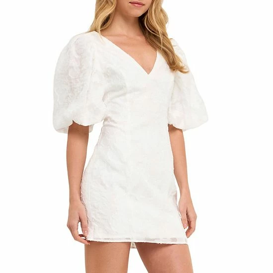 Endless Rose Puff Sleeve Embroidered Mini Dress 4 Endless Rose Puff Sleeve Embroidered Mini Dress - Image 3