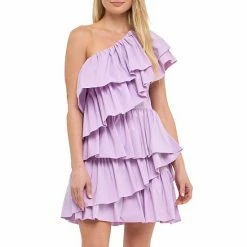 Endless Rose One-Shoulder Ruffled Mini Dress Lilac