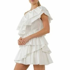 Endless Rose One-Shoulder Ruffled Mini Dress Lilac -Endless Rose shop unnamed file 152