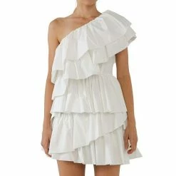 Endless Rose One-Shoulder Ruffled Mini Dress Lilac -Endless Rose shop unnamed file 153