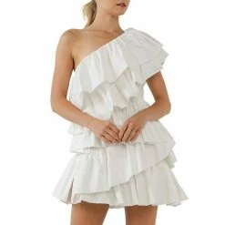 Endless Rose One-Shoulder Ruffled Mini Dress Lilac -Endless Rose shop unnamed file 154