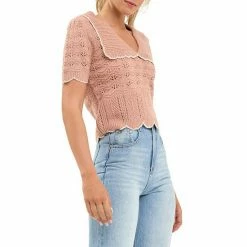 Endless Rose Short Puff Sleeve Scalloped Knit Top Camel 4 Endless Rose Short Puff Sleeve Scalloped Knit Top Camel -Endless Rose shop unnamed file 216