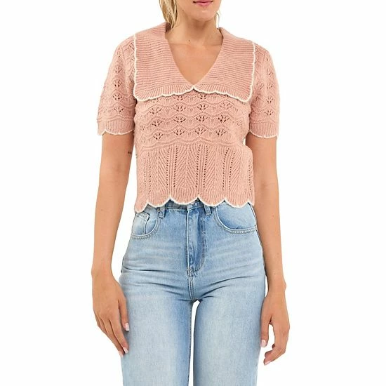Endless Rose Short Puff Sleeve Scalloped Knit Top Camel Endless Rose Short Puff Sleeve Scalloped Knit Top Camel -Endless Rose shop unnamed file 217