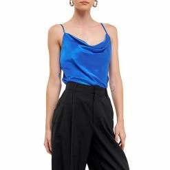 Endless Rose Satin Cowl Neck Top Blue -Endless Rose shop unnamed file 284