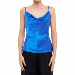 Endless Rose Satin Cowl Neck Top Blue -Endless Rose shop unnamed file 285