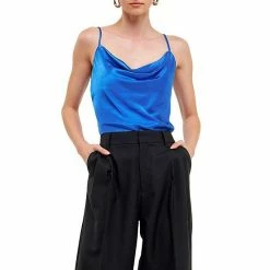 Endless Rose Satin Cowl Neck Top Blue -Endless Rose shop unnamed file 286
