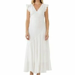 Endless Rose Asymmetrical Ruffle Maxi Dress White -Endless Rose shop unnamed file 30