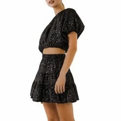 Endless Rose Sequins Voluminious Crop Top Powder Blue -Endless Rose shop unnamed file 347