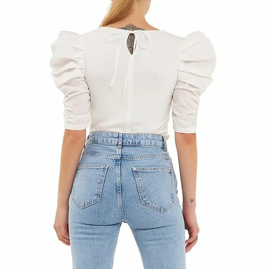 Endless Rose Mixed Media Puff Sleeve Top Black Endless Rose Mixed Media Puff Sleeve Top Black -Endless Rose shop unnamed file 352