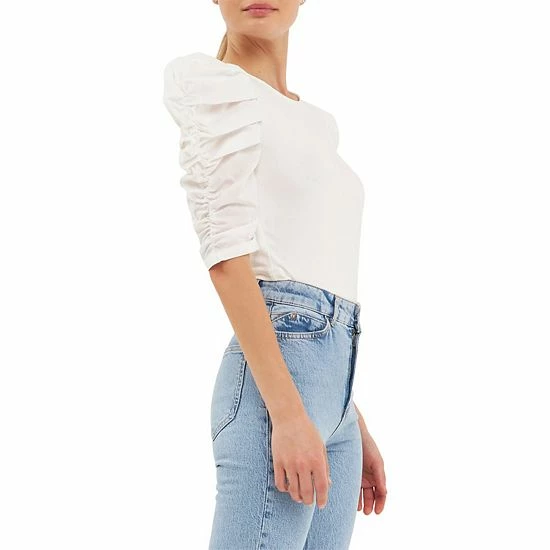 Endless Rose Mixed Media Puff Sleeve Top Black Endless Rose Mixed Media Puff Sleeve Top Black -Endless Rose shop unnamed file 353