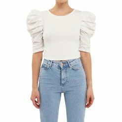 Endless Rose Mixed Media Puff Sleeve Top Black 5 Endless Rose Mixed Media Puff Sleeve Top Black -Endless Rose shop unnamed file 354