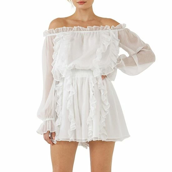 Endless Rose Off the Shoulder Ruffled Romper White Endless Rose Off The Shoulder Ruffled Romper White -Endless Rose shop unnamed file 357