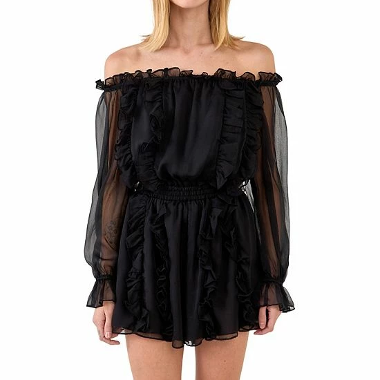 Endless Rose Off the Shoulder Ruffled Romper White Endless Rose Off The Shoulder Ruffled Romper White -Endless Rose shop unnamed file 360