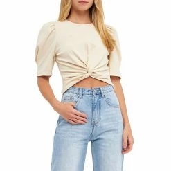 Endless Rose Twist Detail Cropped Knit Top Black