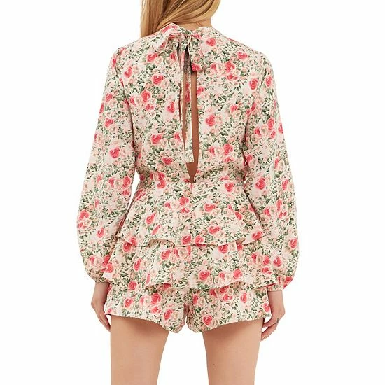 Endless Rose Blooming Roses Floral Open Back Romper 4 Endless Rose Blooming Roses Floral Open Back Romper - Image 2