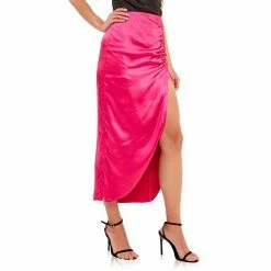Endless Rose Side Ruched Front Slit Midi Skirt Fuchsia -Endless Rose shop unnamed file 40