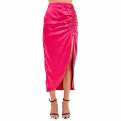 Endless Rose Side Ruched Front Slit Midi Skirt Fuchsia -Endless Rose shop unnamed file 41