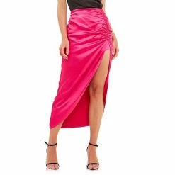 Endless Rose Side Ruched Front Slit Midi Skirt Fuchsia -Endless Rose shop unnamed file 42
