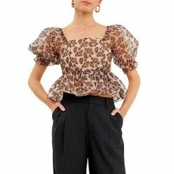 Endless Rose Organza Animal Printed Top