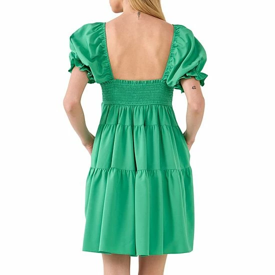 Endless Rose Classic Sweetheart Tiered Mini With Puff Sleeves Green - Image 2