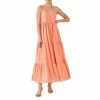 Endless Rose Button Detail Tiered Midi Dress Coral