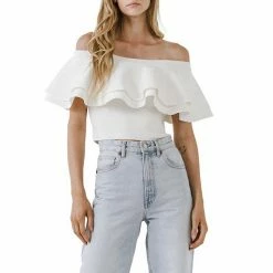 Endless Rose Off The Shoulder Crop Knit Top