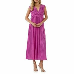 Endless Rose Pleated Straps Detail Midi Dress