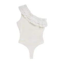 Endless Rose Ruffled Asymmetrical Bodysuit White -Endless Rose shop unnamed file 532