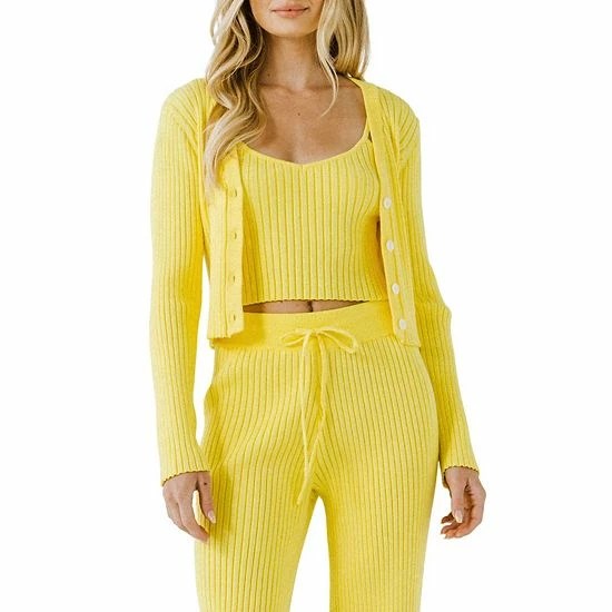 Endless Rose Knit Cropped Lounge Cardigan Lime 3 Endless Rose Knit Cropped Lounge Cardigan Lime
