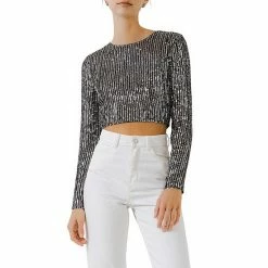 Endless Rose Cropped Open Back Sequins Top
